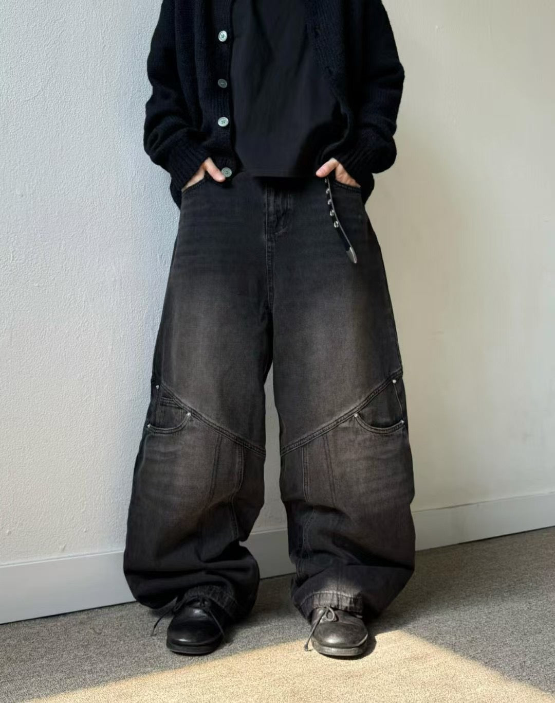 【Unisex】雙重口袋牛仔寬褲 Double Pocket Beggy Jeans