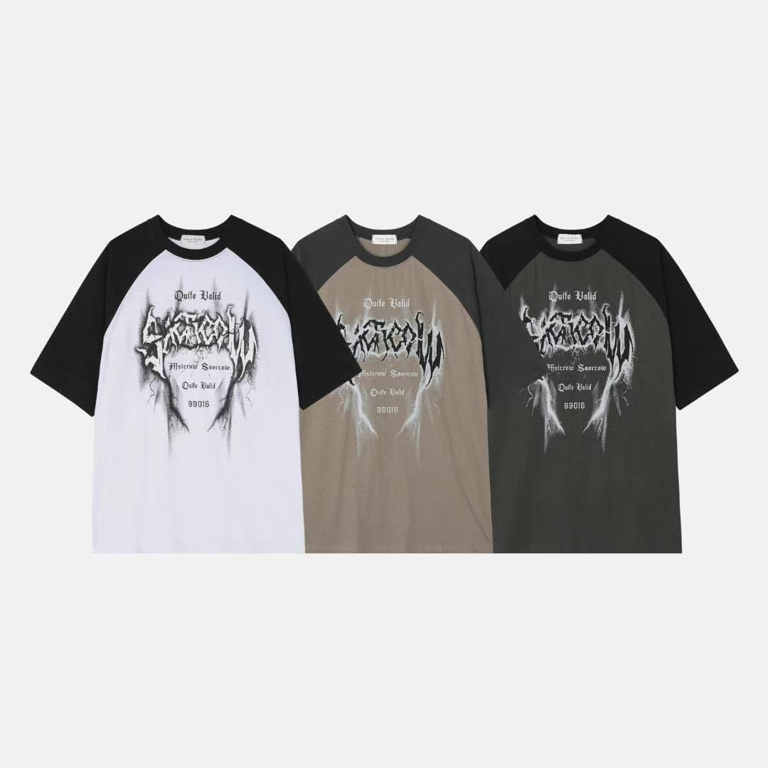 【Unisex】撞色印花短袖T-Shirt Printed Contrast Short-sleeved T-shirt