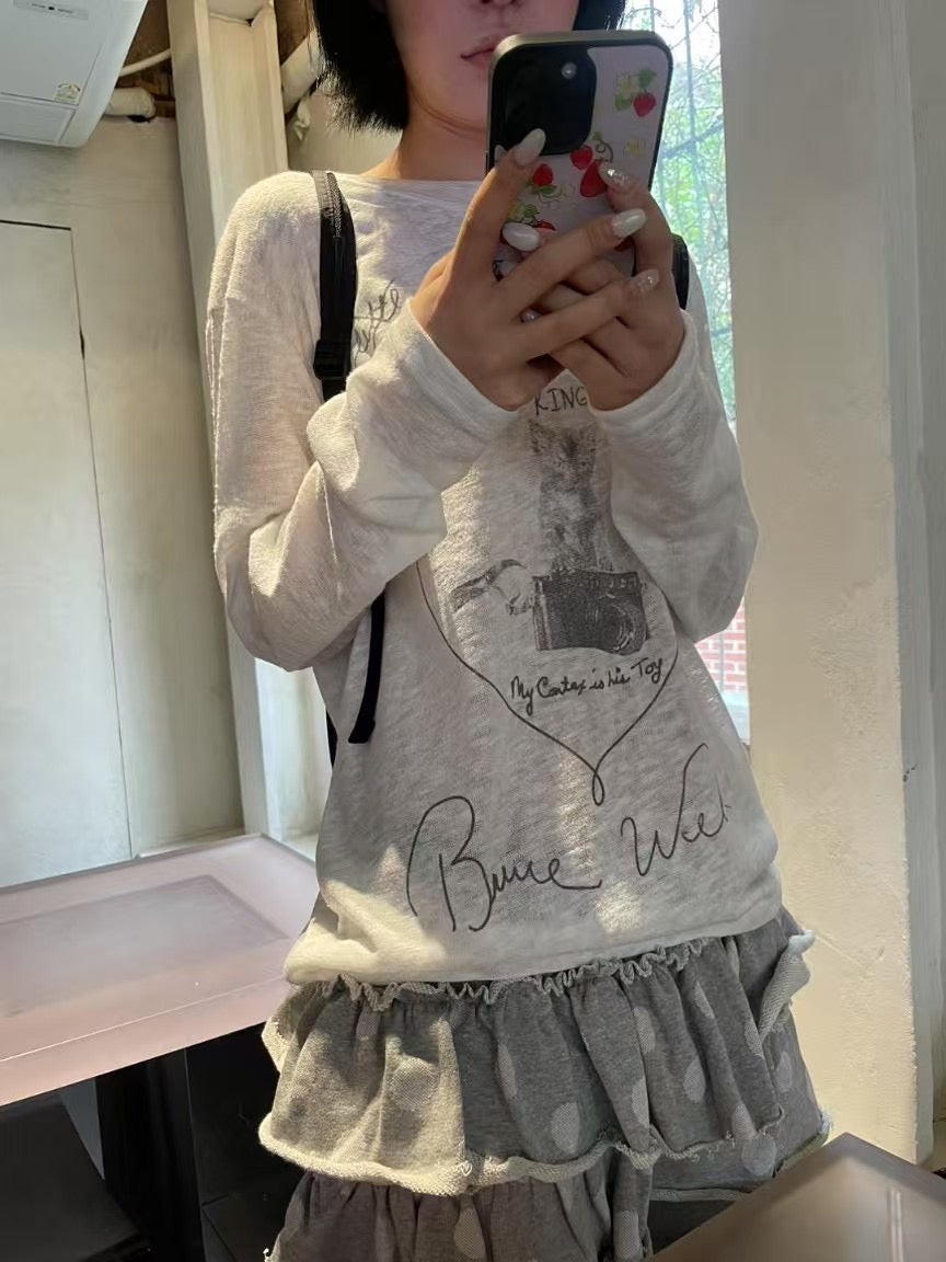 透膚印花罩衫 Sheer Printed Blouse