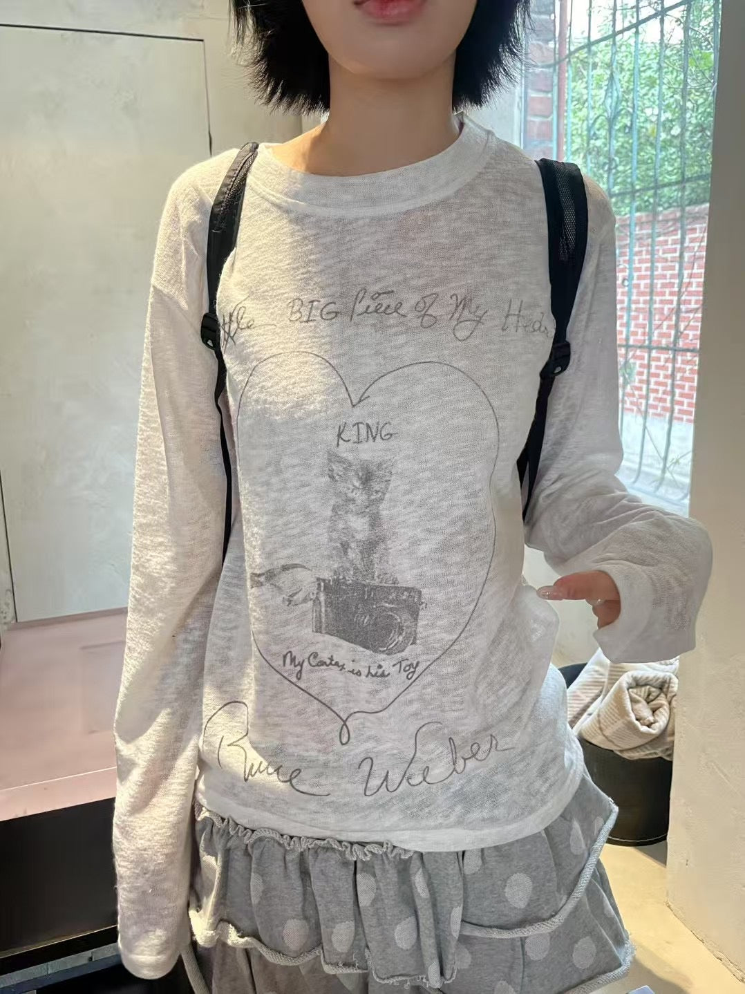 透膚印花罩衫 Sheer Printed Blouse