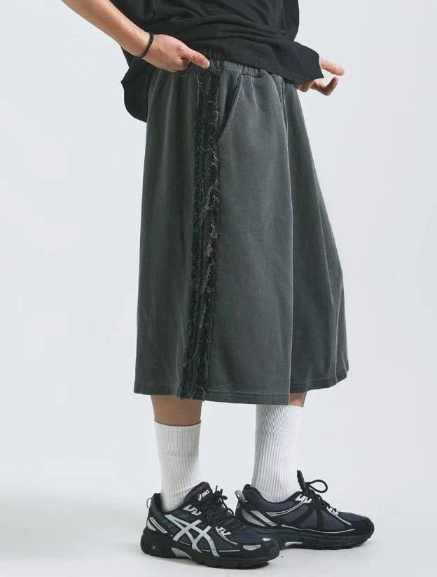 【Unisex】牛仔毛邊棉褲