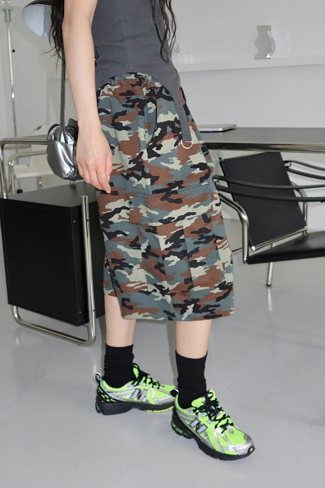 【Unisex】迷彩五分褲