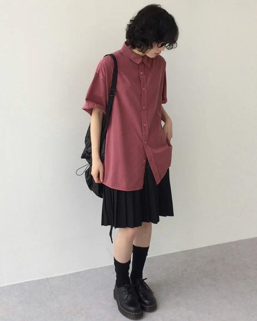 百褶五分半裙 Pleated Midi Skirt