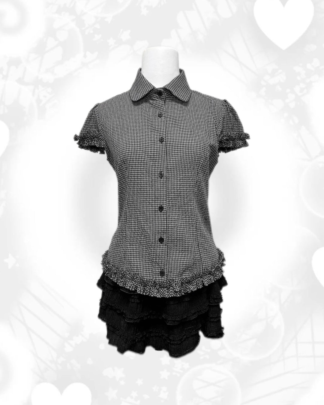 古早風黑色格仔襯衫 Vintage Black Checkered Shirt