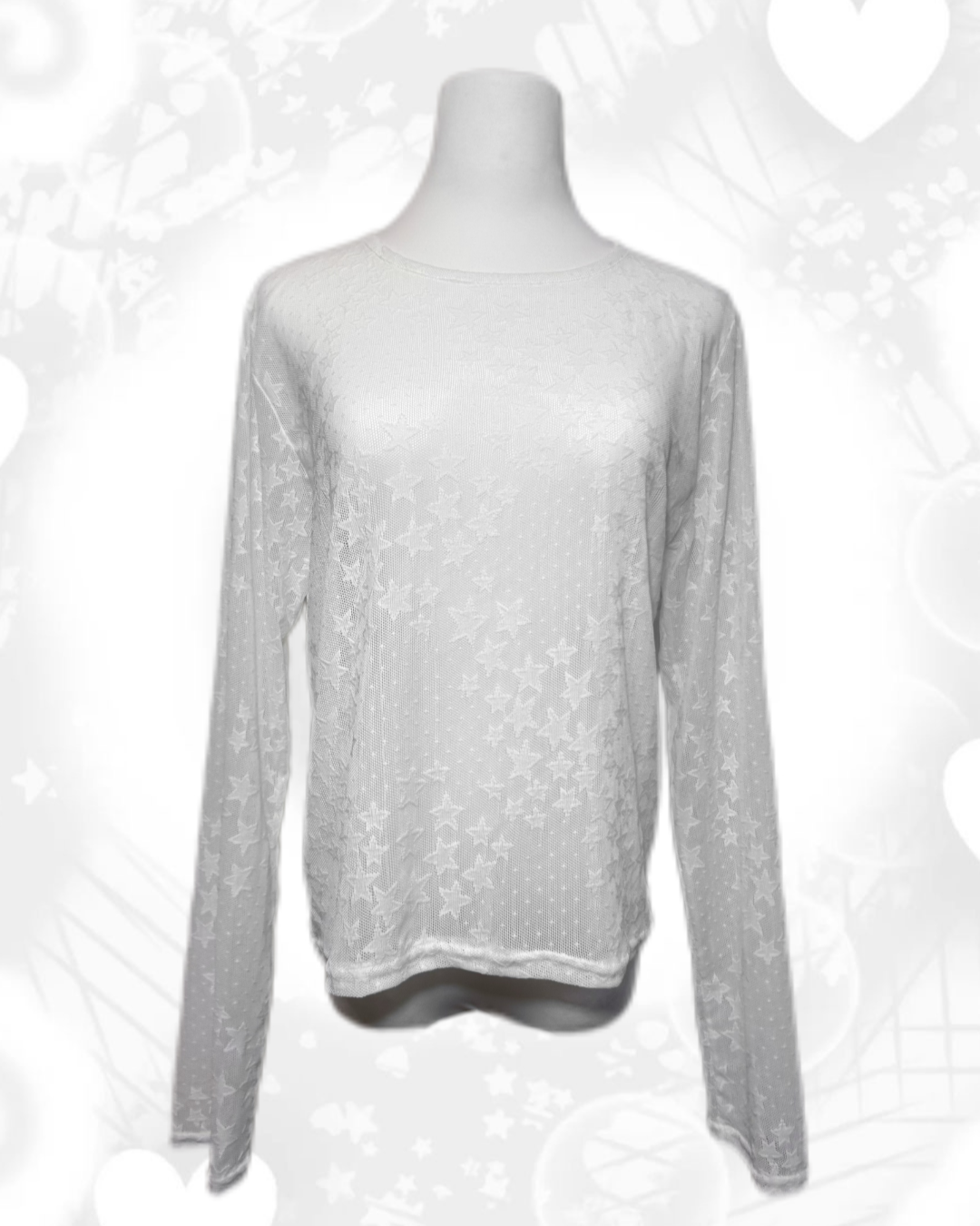 星星蕾絲透膚長袖上衣 Star Lace Sheer Long Sleeve Top