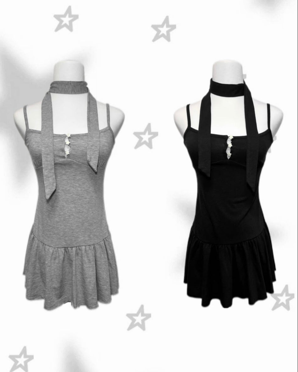 星星鈕扣掛頸裙擺吊帶 Star Button Halter Neck Vest