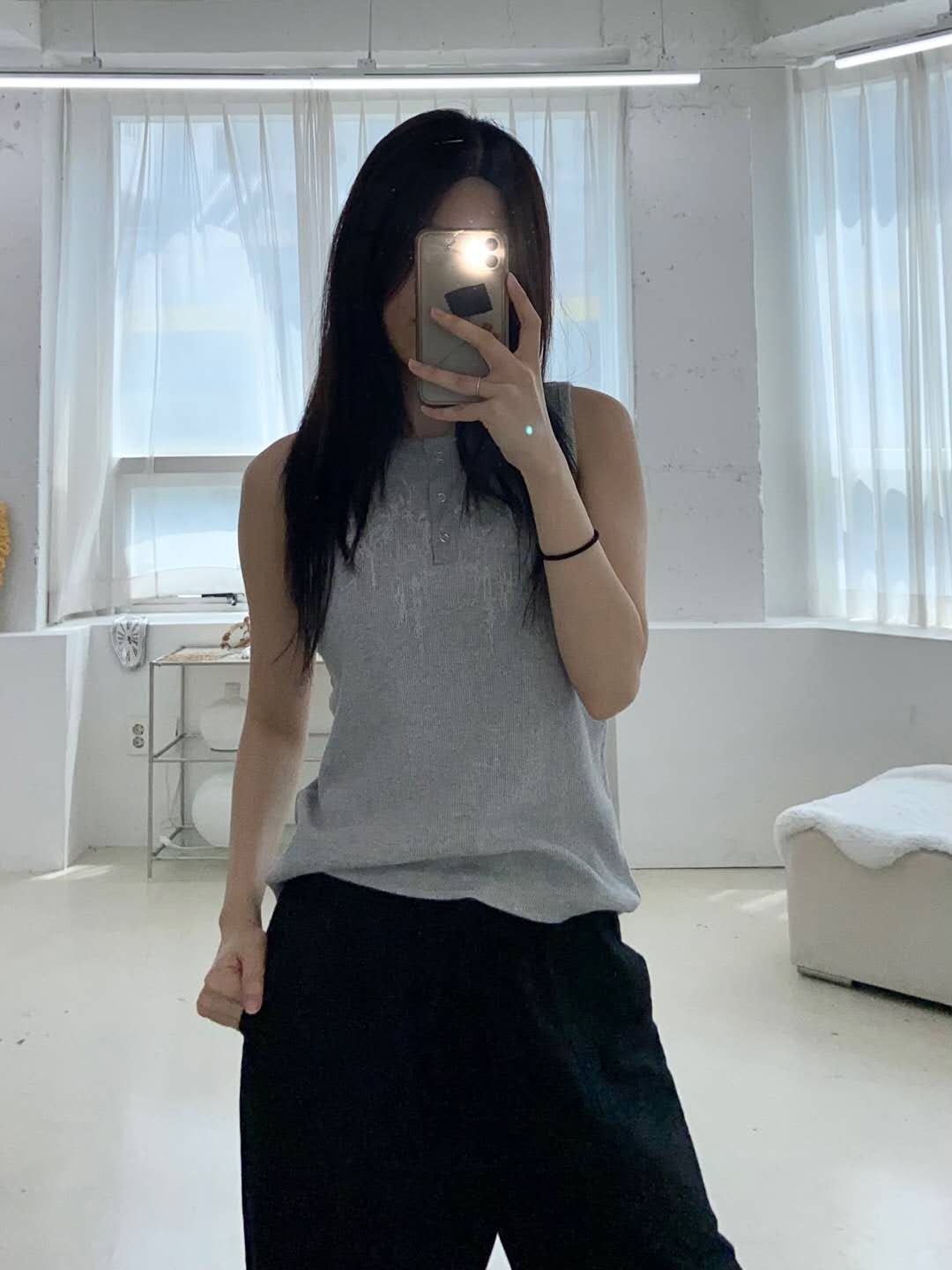 手繪圖騰印花鈕扣背心 Totem Print Button Tank Top