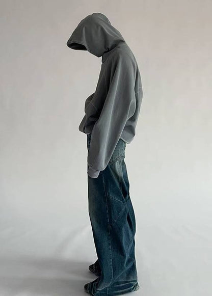 【Unisex】鈕扣彎刀牛仔褲  Button Barrel-leg Jeans