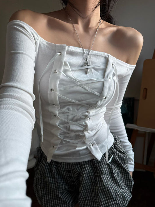 露肩綁帶上衣 Tie-Strap Off-Shoulder Top