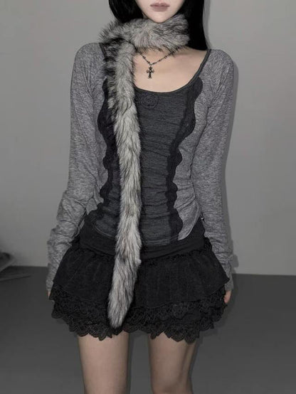 蕾絲玫瑰修身上衣 Rose Lace Slim Fit Top