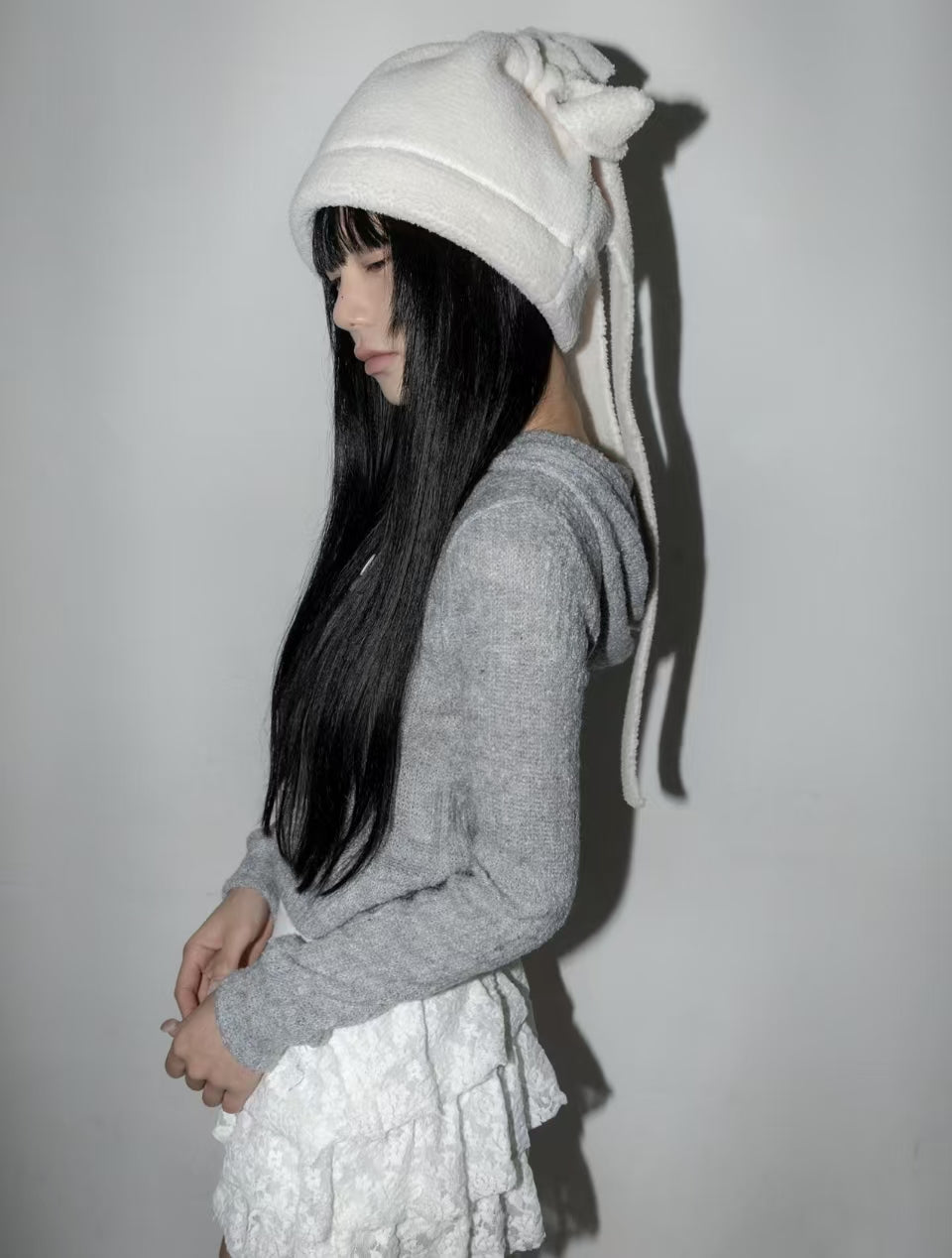 鈕扣連帽短版冷衫 Hooded Cropped Cardigan