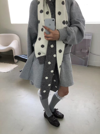 針織波點頸巾 Knitted Polka Dot Scarf