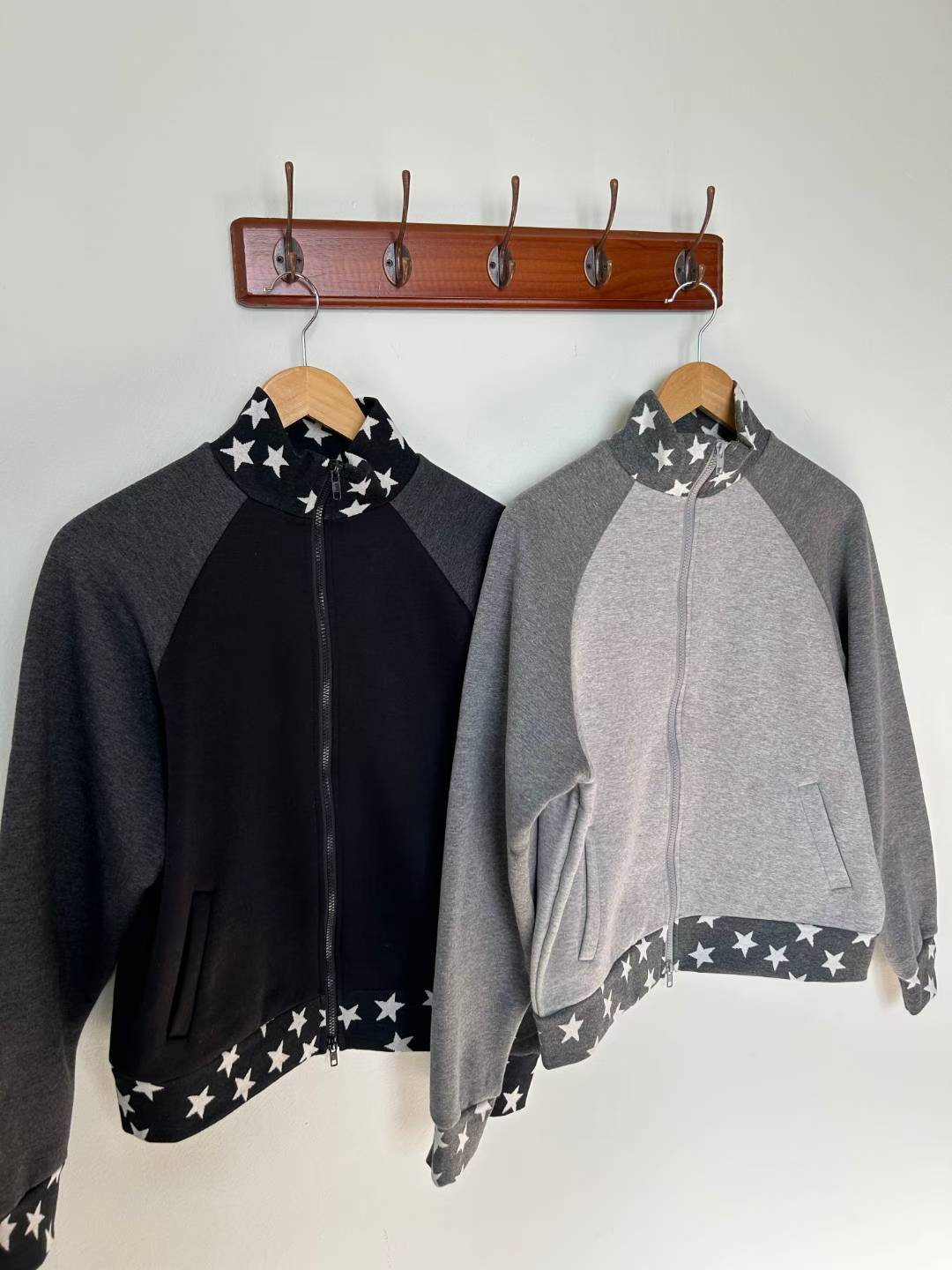 拼色星星雙拉鍊外套 Colorblock Star Dual-Zipper Jacket