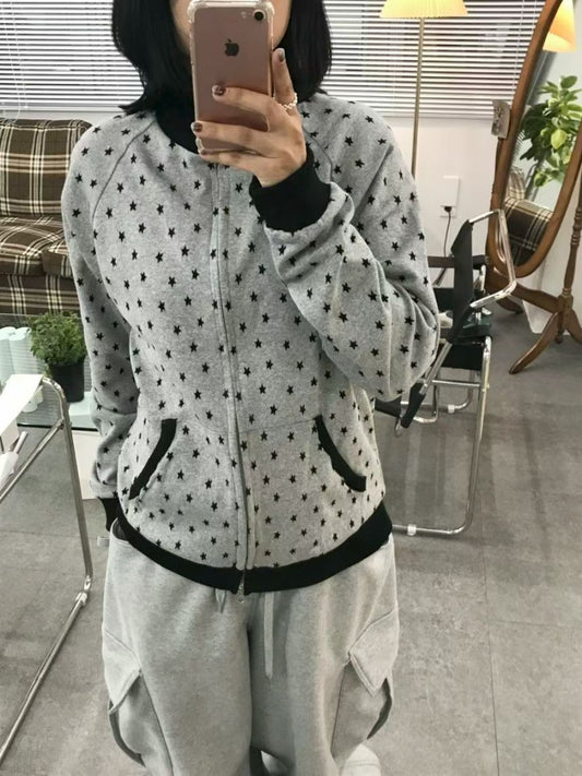 Launch Special⭐︎星星撞色插肩拉鍊外套 Star Contrast Raglan Zip-Up