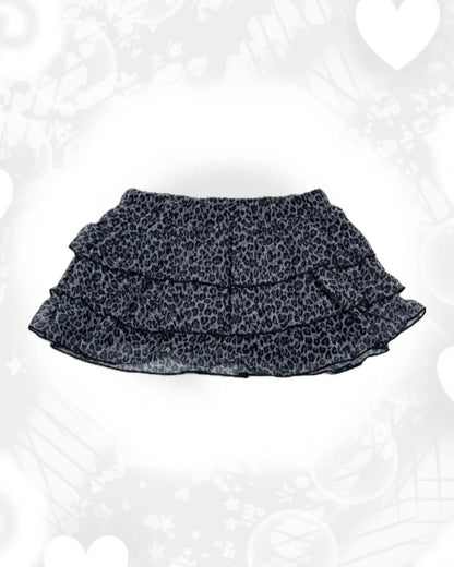 豹紋蛋糕短裙 Leopard Print Layered Cake Skirt