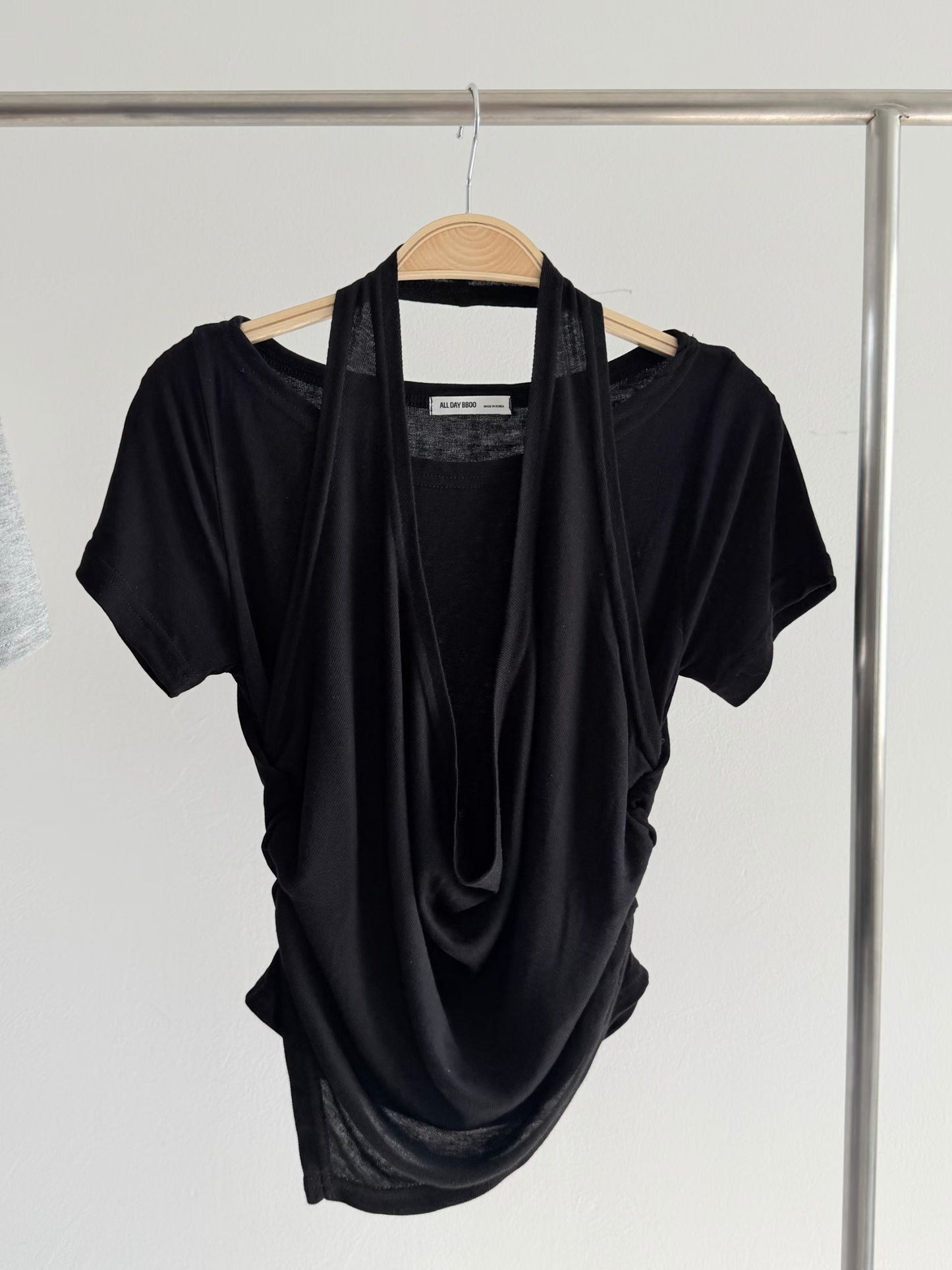 盪領掛頸短袖上衣 Halter Cowl Neck Short Sleeve Top