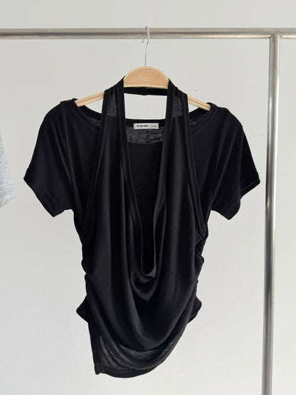 盪領掛頸短袖上衣 Halter Cowl Neck Short Sleeve Top
