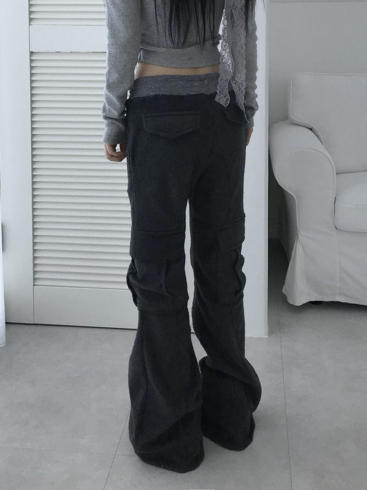 針織拼色喇叭褲 Colorblock Knit Flare Pants