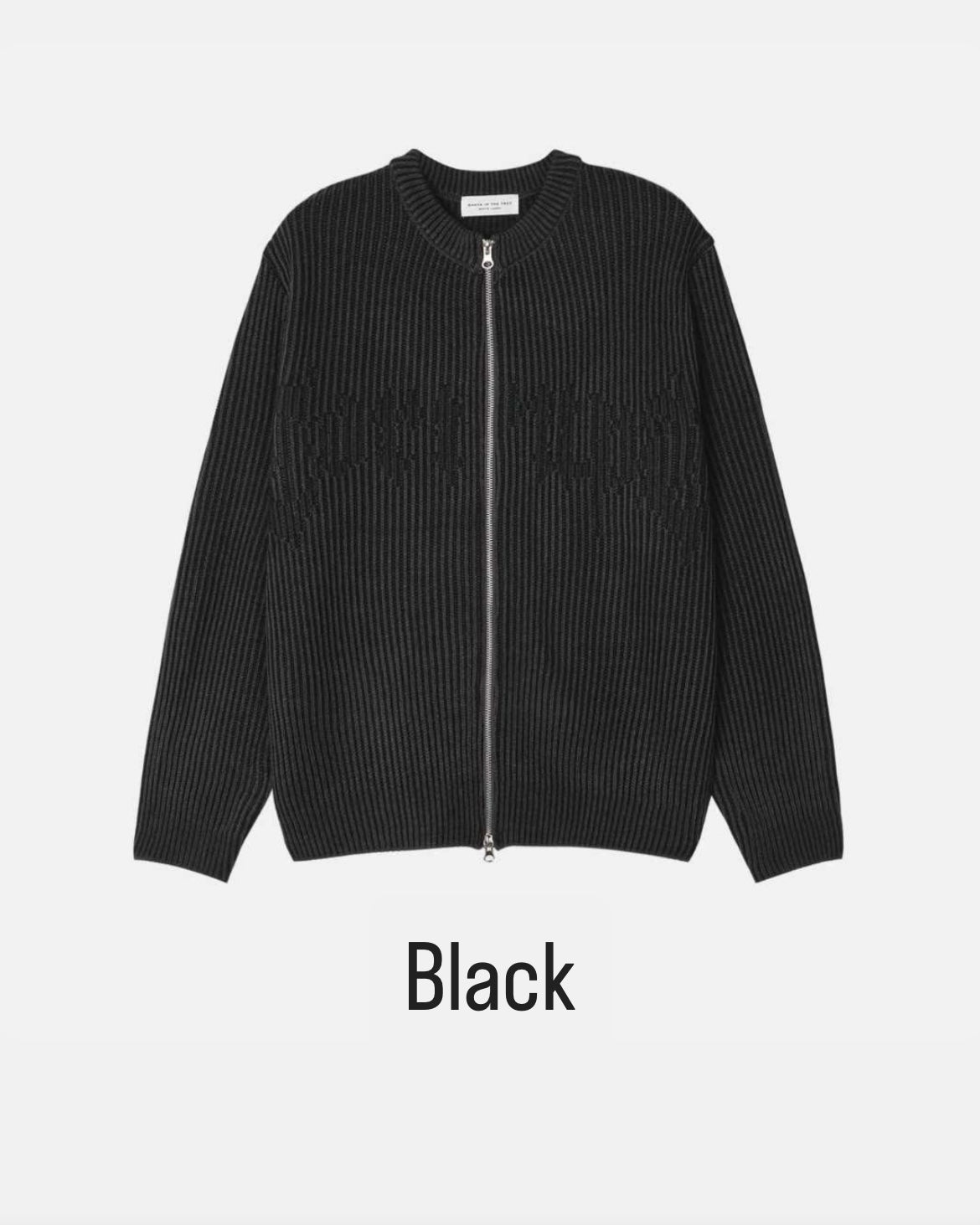 【Unisex】條紋雙拉鍊針織外套 Striped Double-Zip Knit Jacket