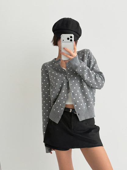 波點針織冷衫 Polka Dot Knit Cardigan