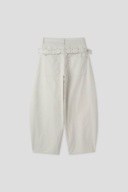 鉚釘腰帶彎刀褲 Rivet Belt Embroidery Wide Pants