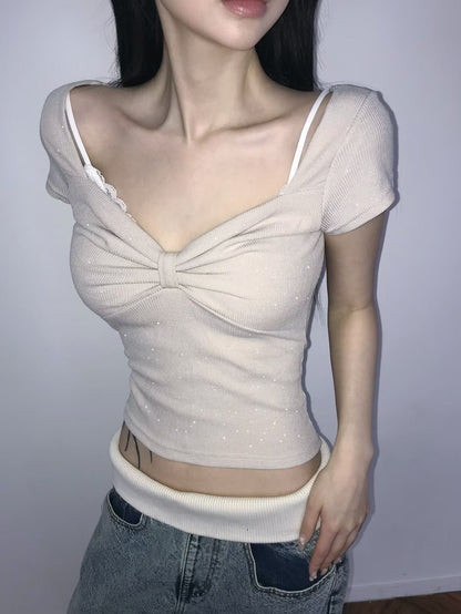蝴蝶結露肩上衣 Bow Tie Off Shoulder Top