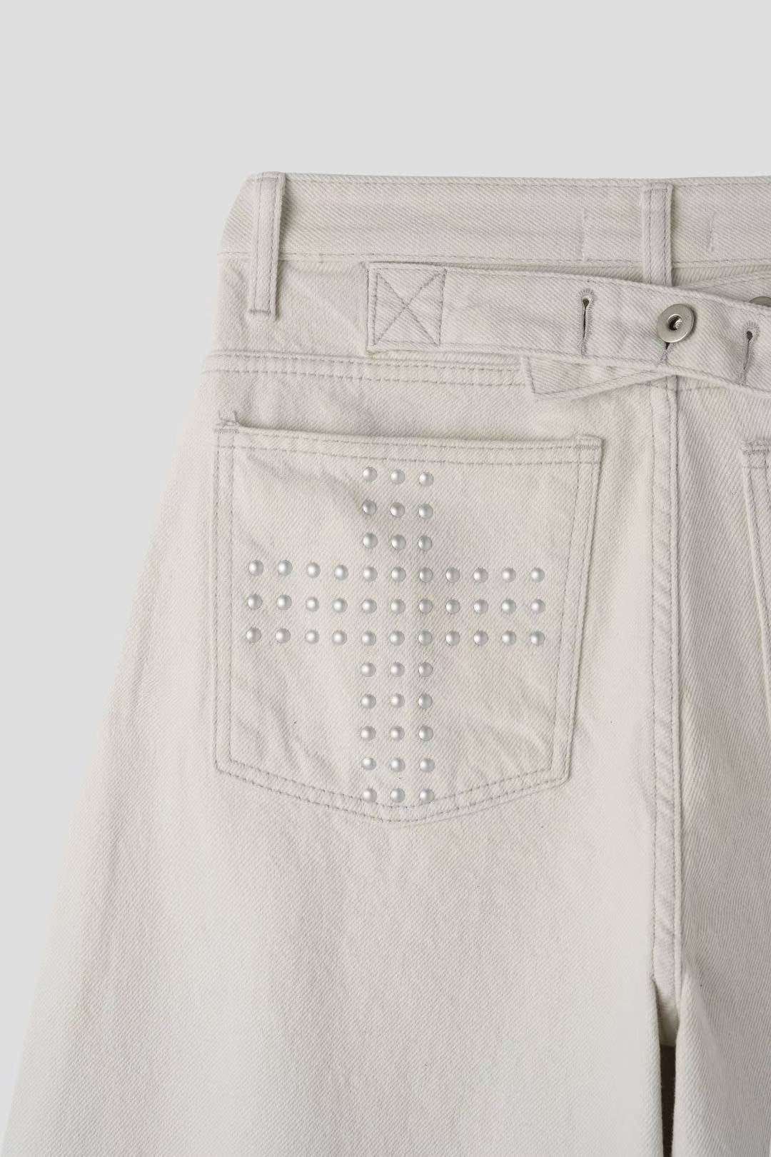 釘珠十字架彎刀褲 Studded Cross Embroidery Wide Pants