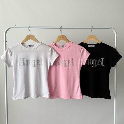 天使印花短版短袖 Angel Print Crop Top