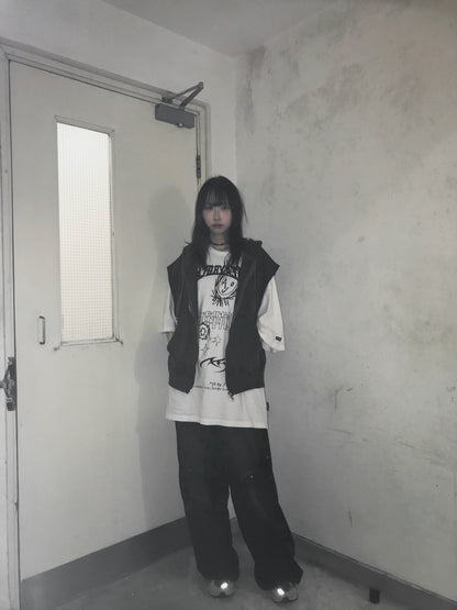 【Unisex】拉鍊連帽衛衣背心 Zip-up Hooded Sweatshirt Vest