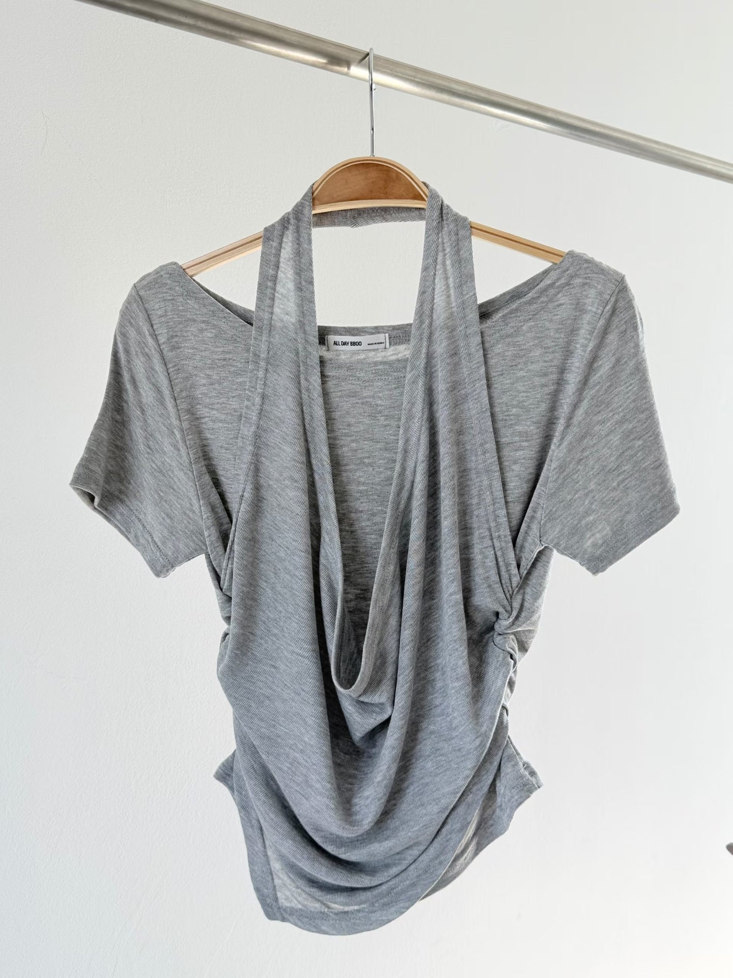 盪領掛頸短袖上衣 Halter Cowl Neck Short Sleeve Top