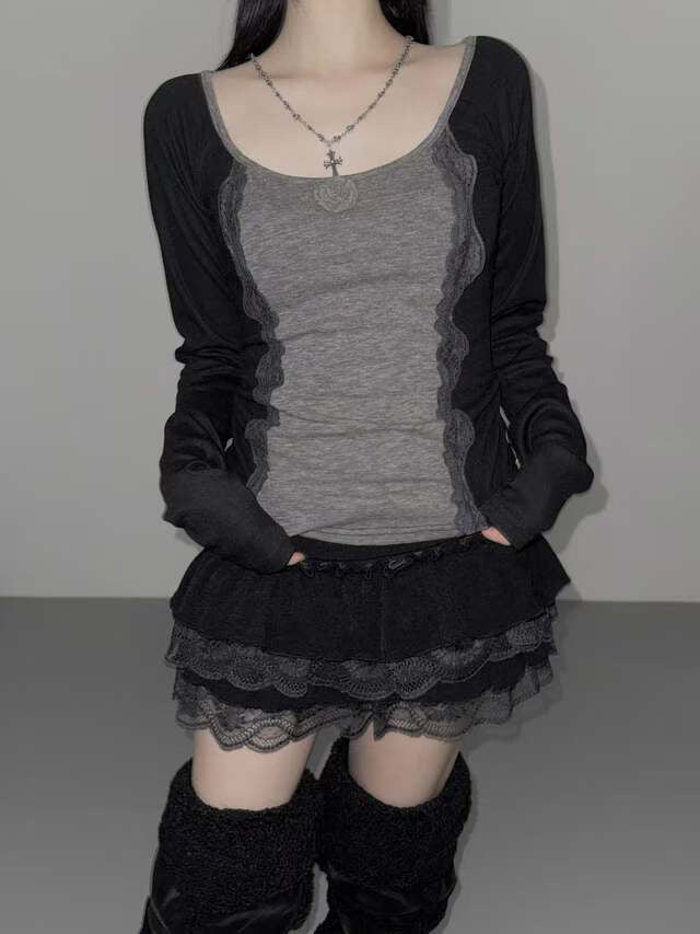 蕾絲玫瑰修身上衣 Rose Lace Slim Fit Top