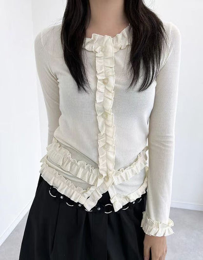 荷葉花邊針織上衣 Ruffle Lace Kint Top