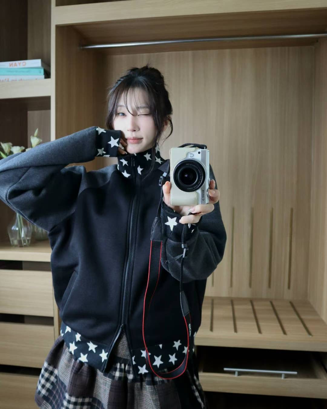 拼色星星雙拉鍊外套 Colorblock Star Dual-Zipper Jacket