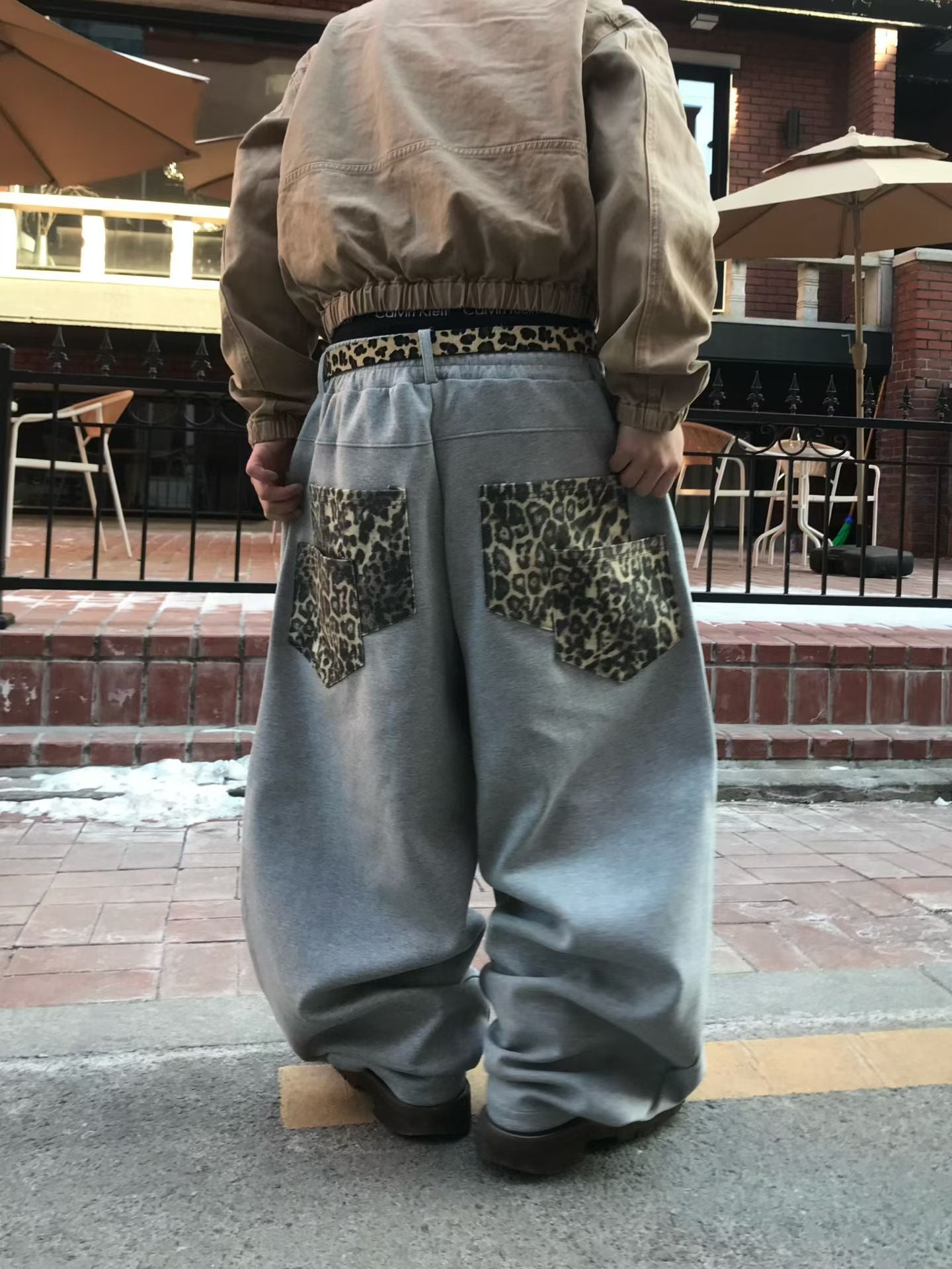 【Unisex】豹紋口袋棉褲 Leopard Print Pocket Cotton Pants