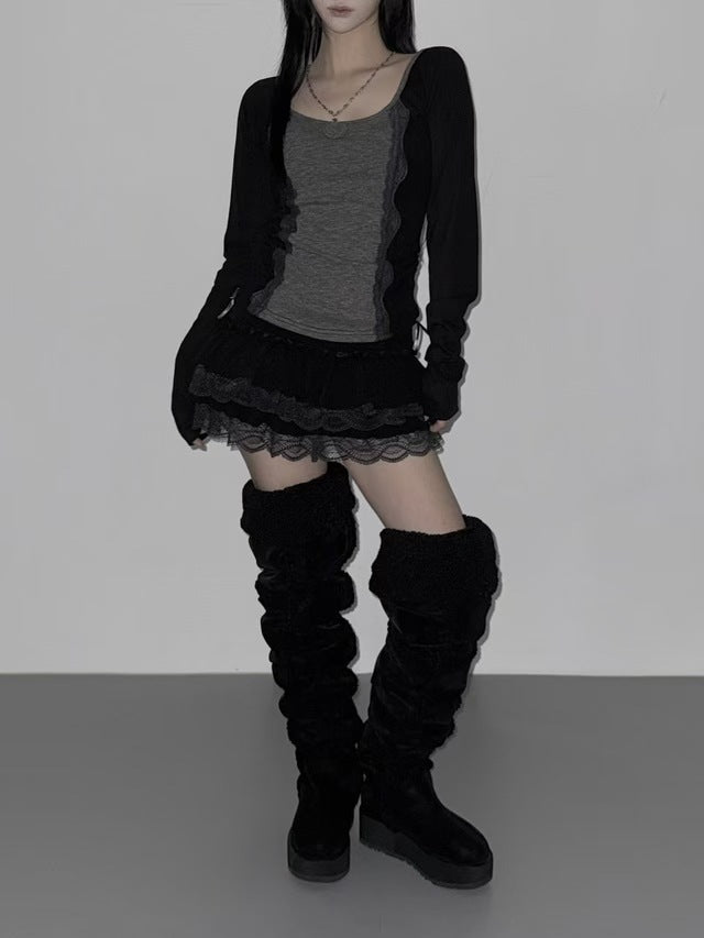 蕾絲玫瑰修身上衣 Rose Lace Slim Fit Top