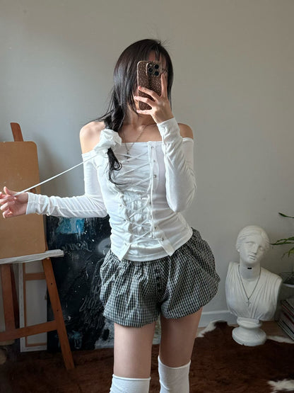 露肩綁帶上衣 Tie-Strap Off-Shoulder Top