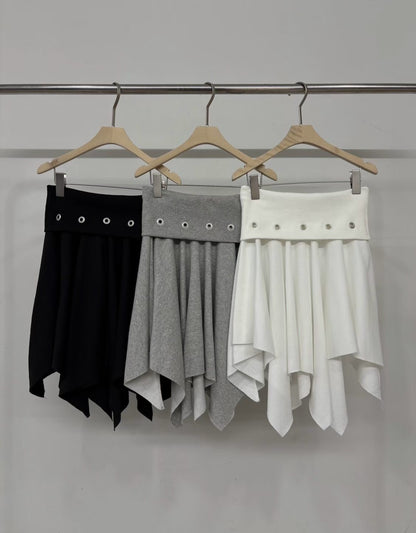 不對稱鈕扣中裙 Asymmetrical Buttoned Midi Skirt