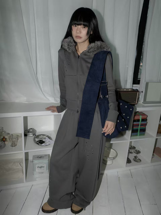 毛領鉚釘外套 Studded Fur Collar Jacket