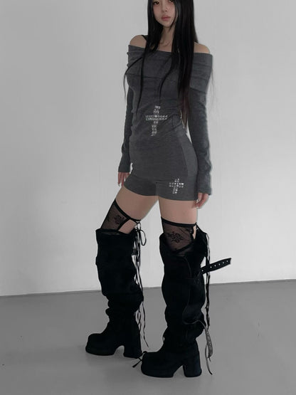 鉚釘十字架短褲 Rivet Cross Shorts