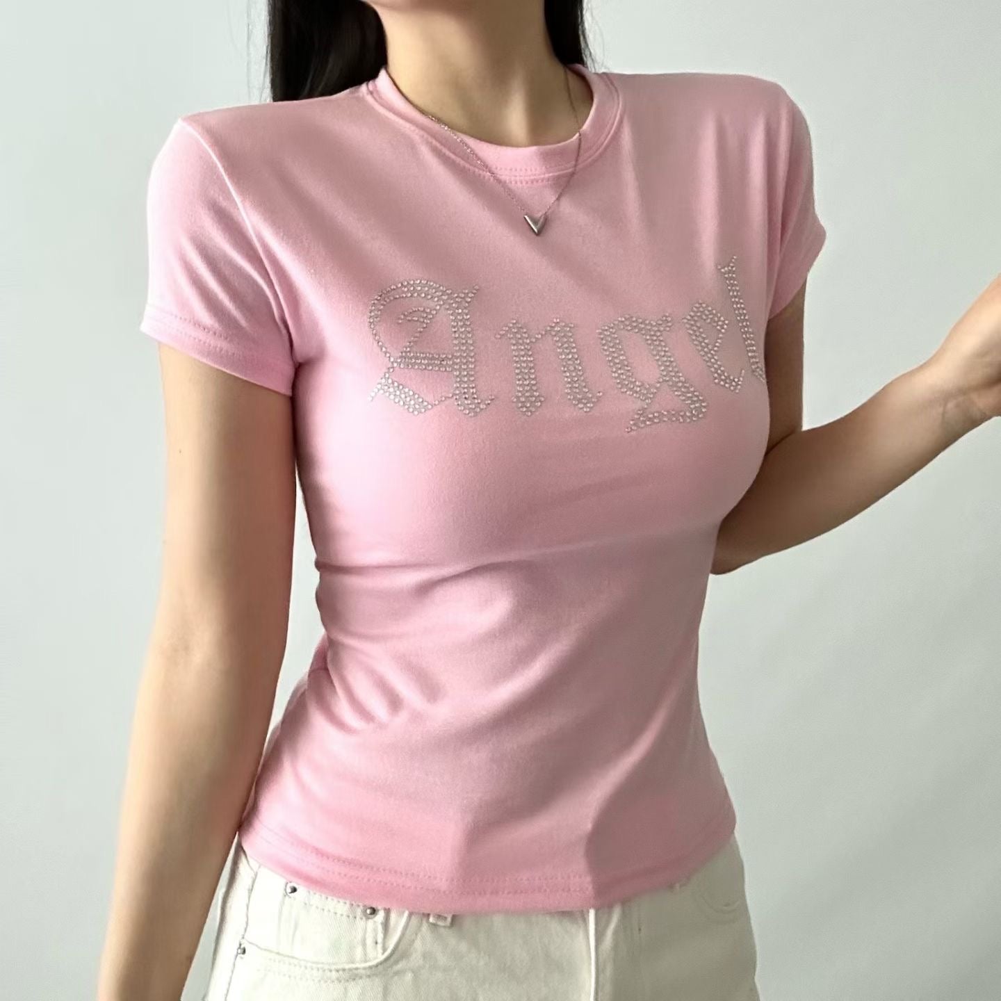 天使印花短版短袖 Angel Print Crop Top