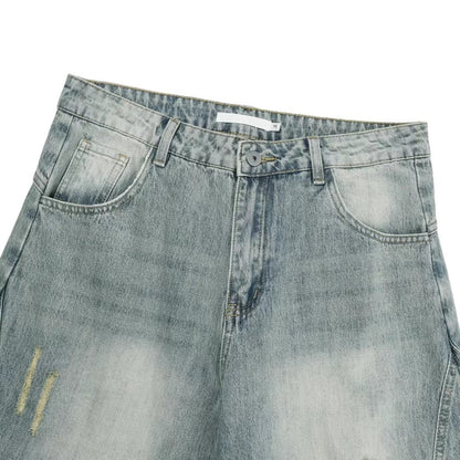 【Unisex】水洗彎刀牛仔褲 Washed High-rise Barrel-leg Jeans