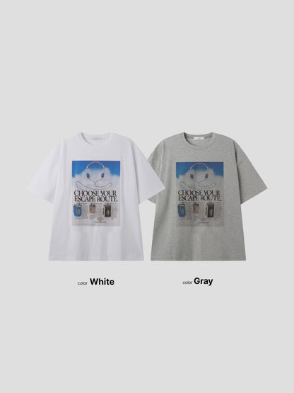 【Unisex】耳機印花T-shirt Headphone Printing short-sleeved T-shirt (副本)