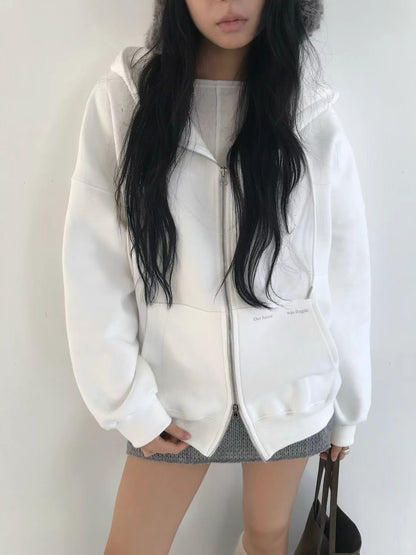 拼字衛衣外套 Letter Appliqué Hoodie Jacket