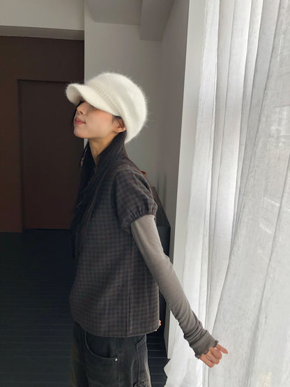 格仔鈕扣上衣 Checkered Button Blouse