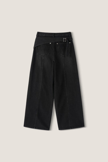 腰帶牛仔直筒褲 Belted Straight Leg Jeans