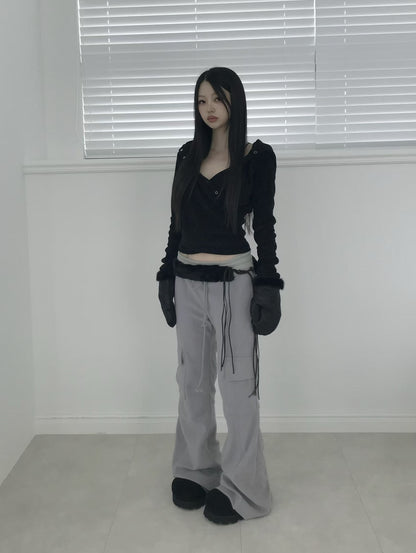 針織拼色喇叭褲 Colorblock Knit Flare Pants