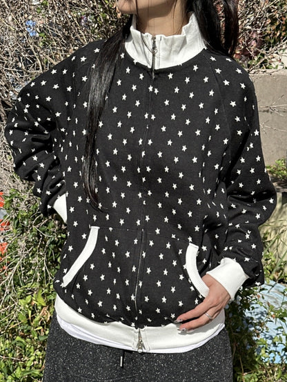Launch Special⭐︎星星撞色插肩拉鍊外套 Star Contrast Raglan Zip-Up