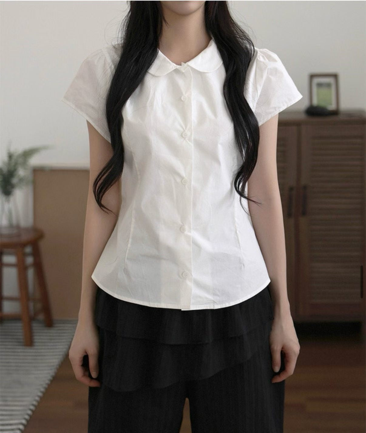 娃娃領收腰襯衫 Doll Collar Fitted Waits Shirt