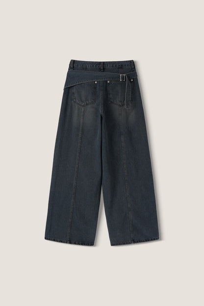 腰帶牛仔直筒褲 Belted Straight Leg Jeans
