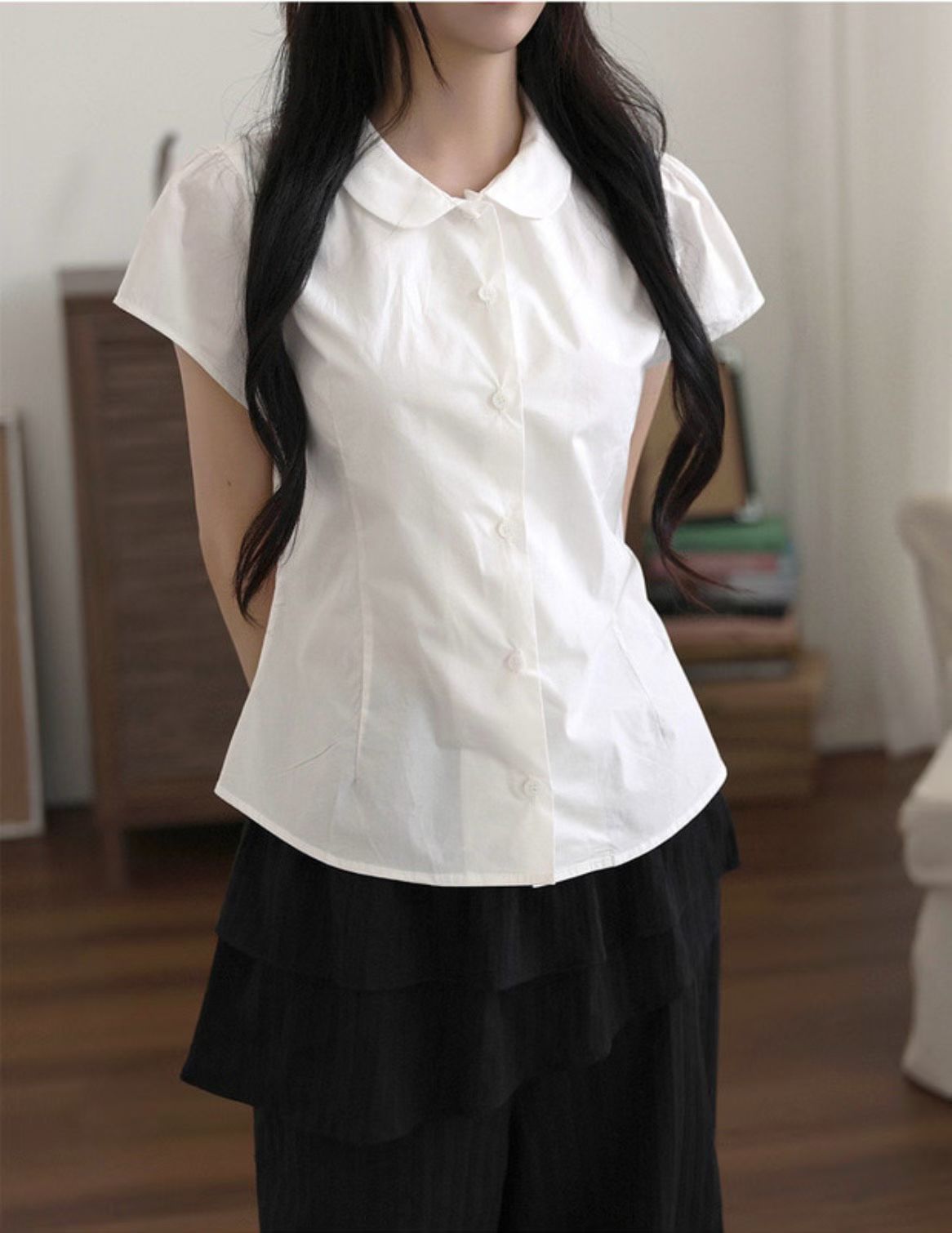 娃娃領收腰襯衫 Doll Collar Fitted Waits Shirt